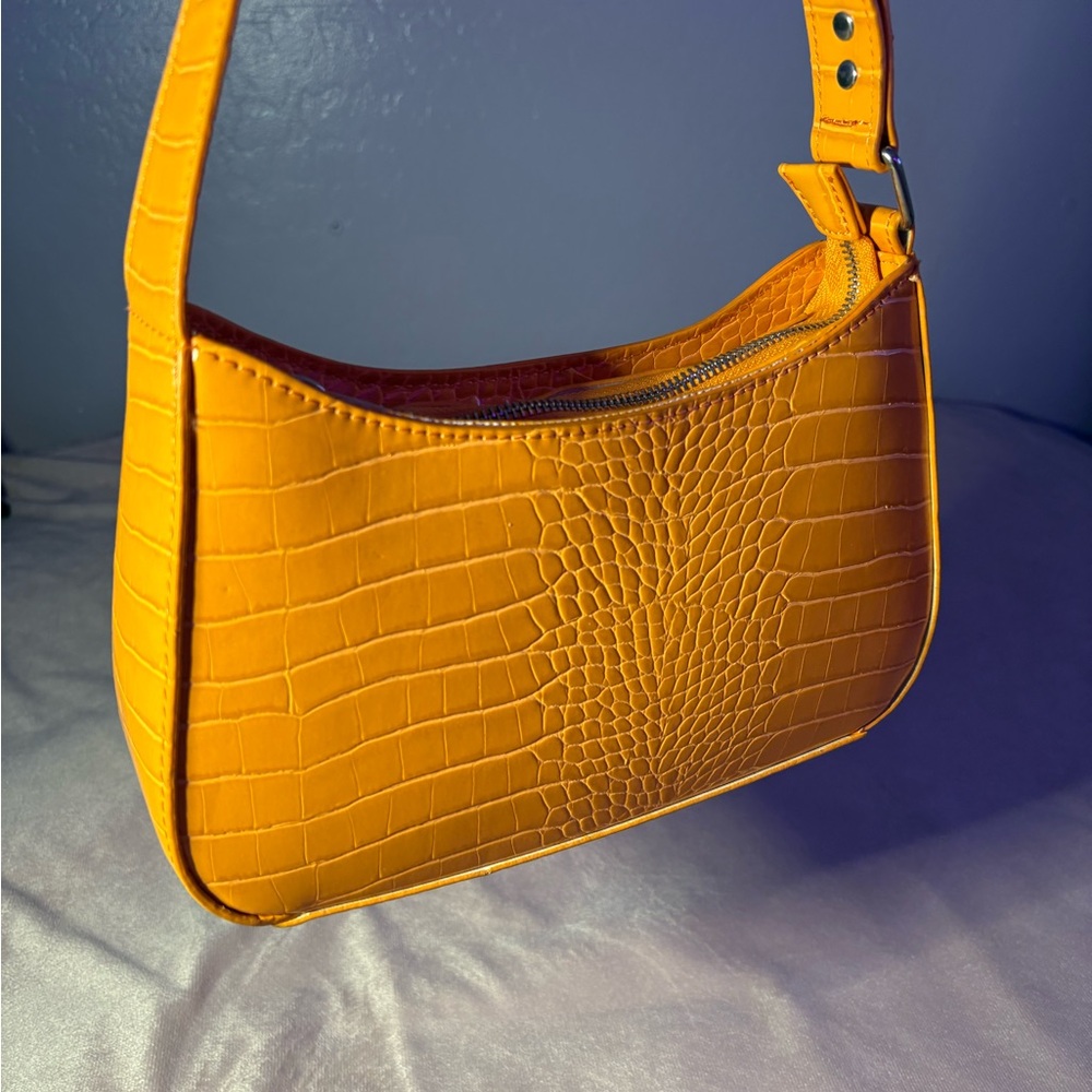 Orange Croc-Embossed Women's Bag